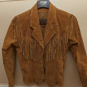 Vintage Wilson's Leather Suede Crop Cut Fringe Jacket